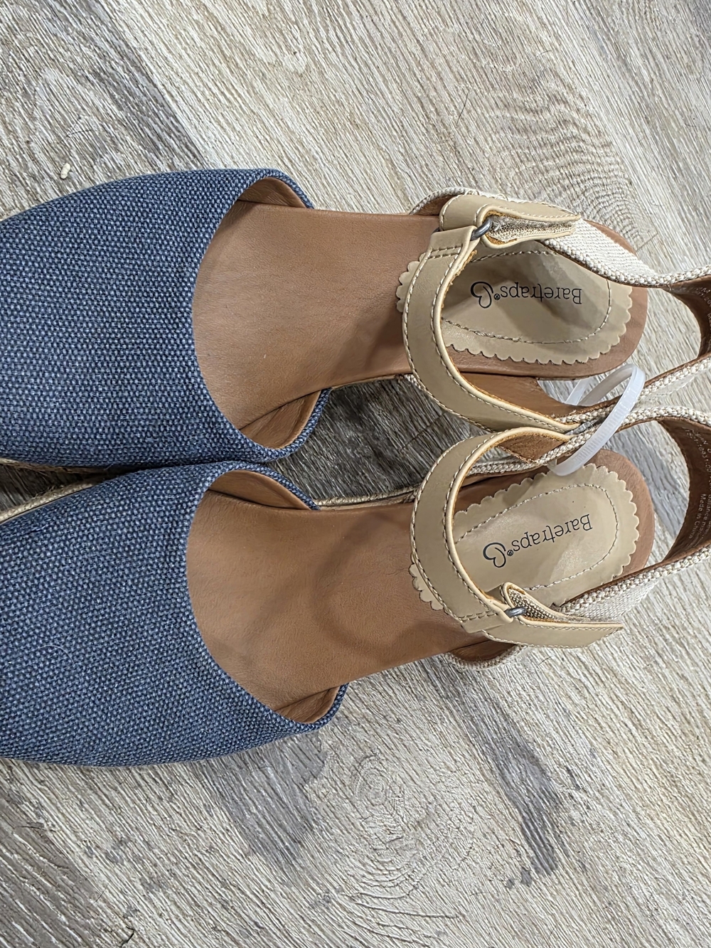 BareTraps Blue and Tan Linen-Style Ankle Strap Sandals